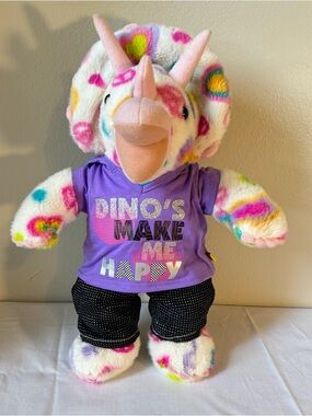 Build-A-Bear Workshop Rainbow Hearts Triceratops plush toy.